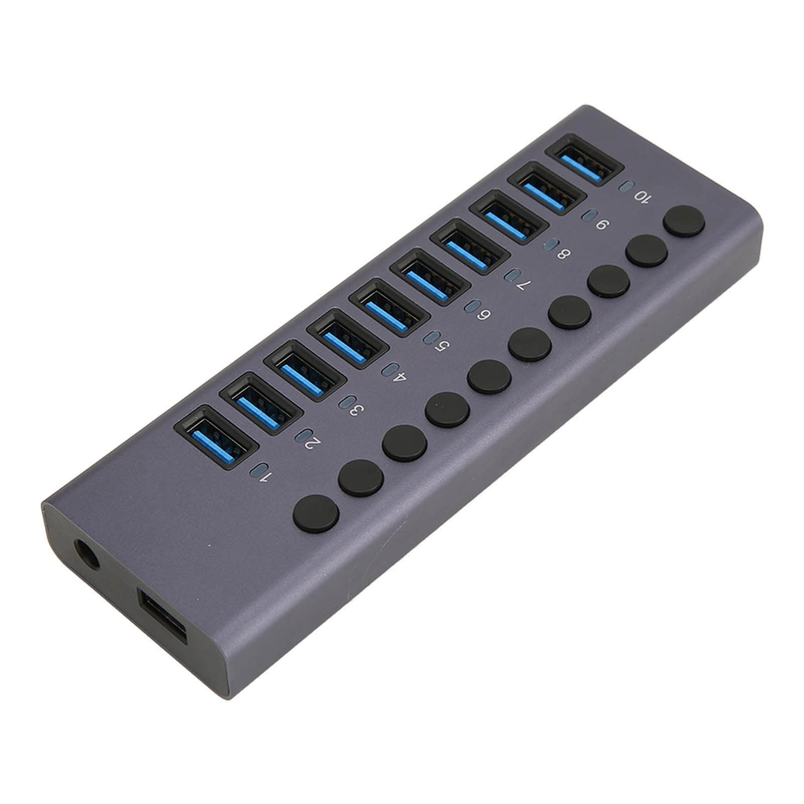 WINH Concentrador USB con Alimentación, Concentrador USB 3.0 de 10 Puertos de Aluminio de Alta Seguridad para Computadora Portátil (Enchufe de la UE)