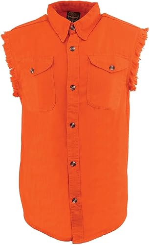 Miniatura 6 de Milwaukee Leather DM1002 Camisa vaquera ligera negra para hombre con corte deshilachado sin mangas