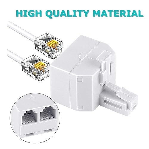 Miniatura 2 de Adaptador, RJ-11 Splitter 6P4C Dual LINE 1 LINE 2, Blanco - 1 (UNA) Unidad