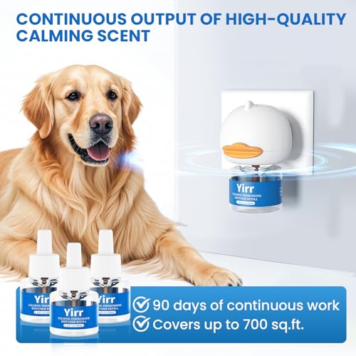 Image of Dog Calming Diffuser, 6 in 1 Dog Pheromones Calming Diffuser, Relaxing Pheromone for Dogs Relief Stress Anxiety Reduce Aggression Barking, 3 Diffuser 3 Refill(48ml)