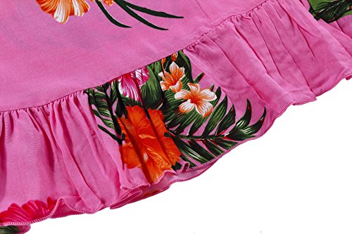 Girl Round Neck Tunic Hawaiian Luau Dress In Pink 4 #TOP4
