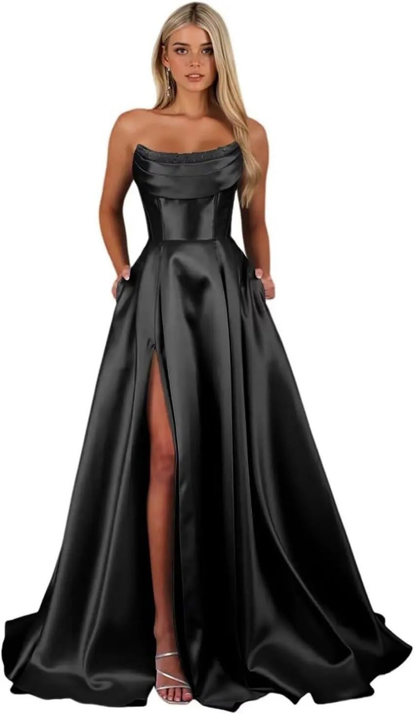 Vestido de satén para dama de honor, boda, fiesta de graduación | Satén, vestido de fiesta, vestidos de dama de honor