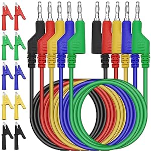 5-Cordons-de-Mesure-pour-Multimetre-4mm-Cable-a-Fiche-Banane-Pointes-de-Mesure-pour-Multimetre-10-Pinces-Crocodiles-Isolees-pour-VoitureIndustrielautres-Composants-de-Cable-de-Test1000V19A 5 Cordons de Mesure pour Multimètre 4mm, Câble à Fiche Banane, Pointes de Mesure pour Multimètre, 10 Pinces Crocodiles Isolées, pour Voiture/Industriel/autres Composants de Câble de Test(1000V/19A)