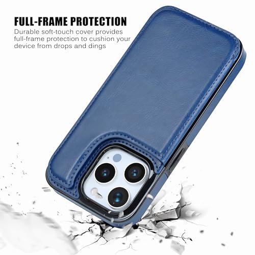 JOYAKI Wallet Case Compatible with iPhone 16 Pro Max 6.9”, Slim Protective case with Card Holder, PU Leather Kickstand Card Slots Case with Double Magnetic Clasp-Deep Blue - image 7
