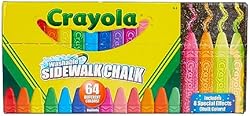Crayola Ultimate Washable Chalk Collection (64ct), Bulk Sidewalk Chalk, Outdoor Chalk for Kids, Anti-Roll Stic