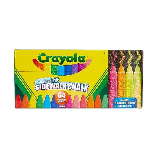 Crayola Ultimate Washable Chalk Collection (64ct), Bulk Outdoor Sidewalk Chalk for Kids, Outdoor Activities & Spring Crafts, Gifts for Kids