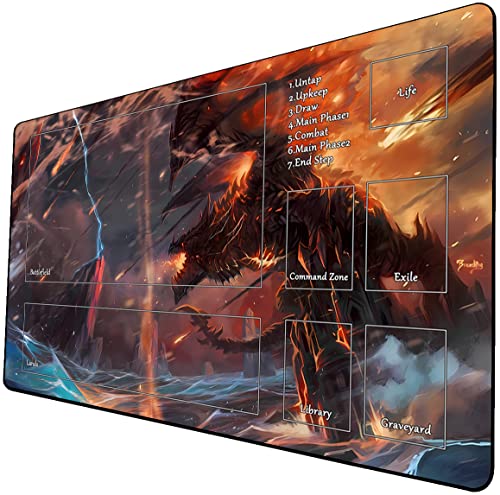 Mtg Playmat, Game Play Mat For Mtg Tcg 24 X 14 Inches Trading Card Inked Game Playmats With Storage Bag Smooth Rubber Surface Battle Game #TOP24