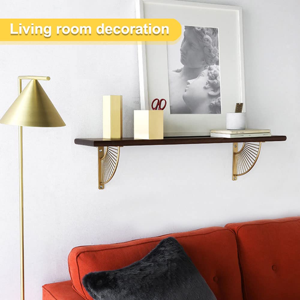 Staffe Per Mensole Angolari Dorate - 2 Pezzi Supporto Ventaglio Per Parete, Oro/Nero, Portata 6.3kg - Foto 12