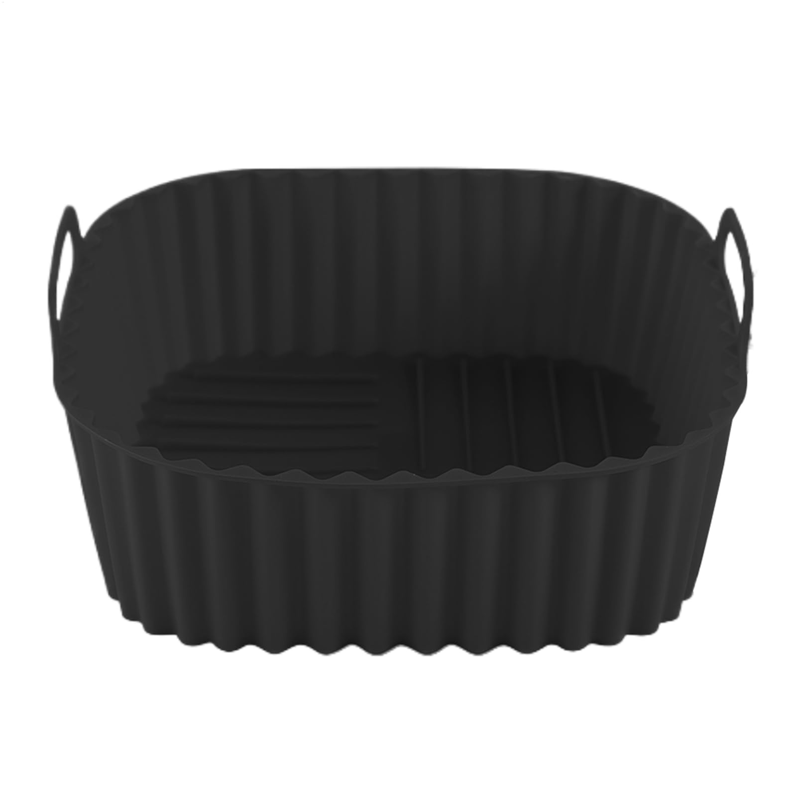 Reusable Air Fryer Liners - 21x21cm Square Basket Insert, Non Stick Silicone Baking Tray, Heat Resistant Kitchen Cooking Accessory | Oil Proof Roasting Grilling Pizza Cake Preparation For Home Apartme Black