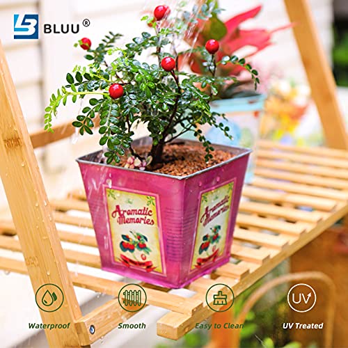 BLUU Bamboo Plant Stand Ladder Shelf Multiple 4 Tier Indoor Outdoor Flower Pots Organizer Holder Foldable Plant Display Rack for Patio Garden Balcony Living Room (26 inch Width) - Thumbnail 4