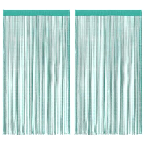 vidaXL Cortinas de Tiras 2 uds Turquesa 140x250 cm, Cortina de Flecos, Cortina con Bolsillo para Varilla, Divisor de ambientes