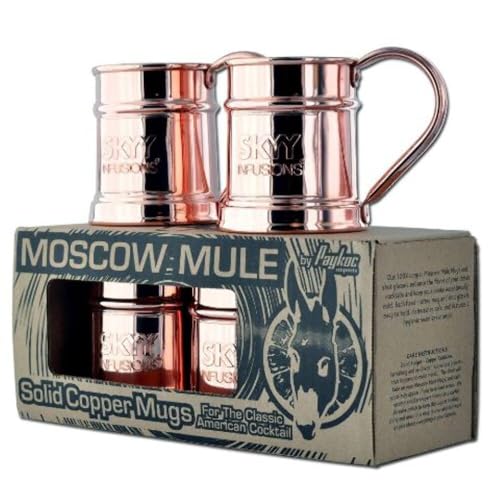 15oz Set of 4 SKYY Vodka Copper Moscow Mule Steins By Paykoc MM11010/SKYx4