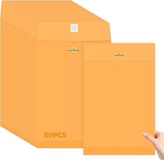 Manila Envelopes, 9×12 50PCS Brown Kraft Catalog Envelope with Clasp Closure, Clasp Envelopes for Home, Office, Business, Legal or School, Great for Filing, Storing or Mailing Envelope