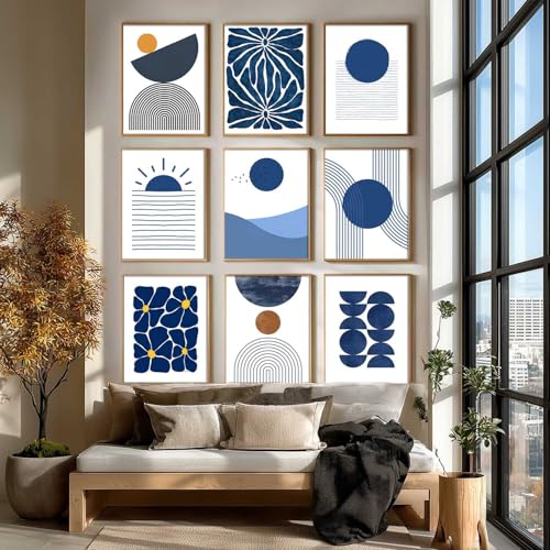 Image of kotart Aesthetic Boho Art Home Decoration | Boho Paintings With Frame For Living Room Bed Room Hotel Wall Decor Digital Reprint Set of 9 (13X17 inch)