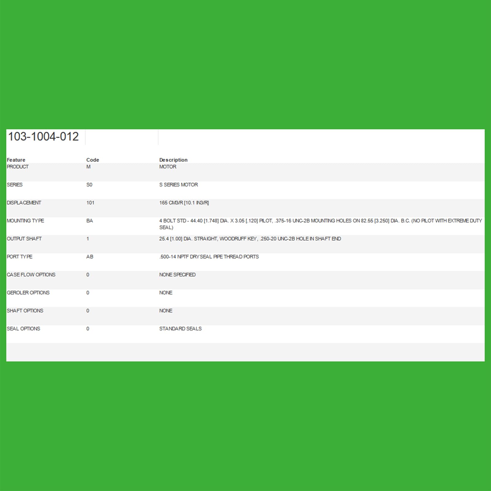 dertgmlm New Hydraulic Motor 103-1004-012 Fits for Eaton Char-Lynn S Series