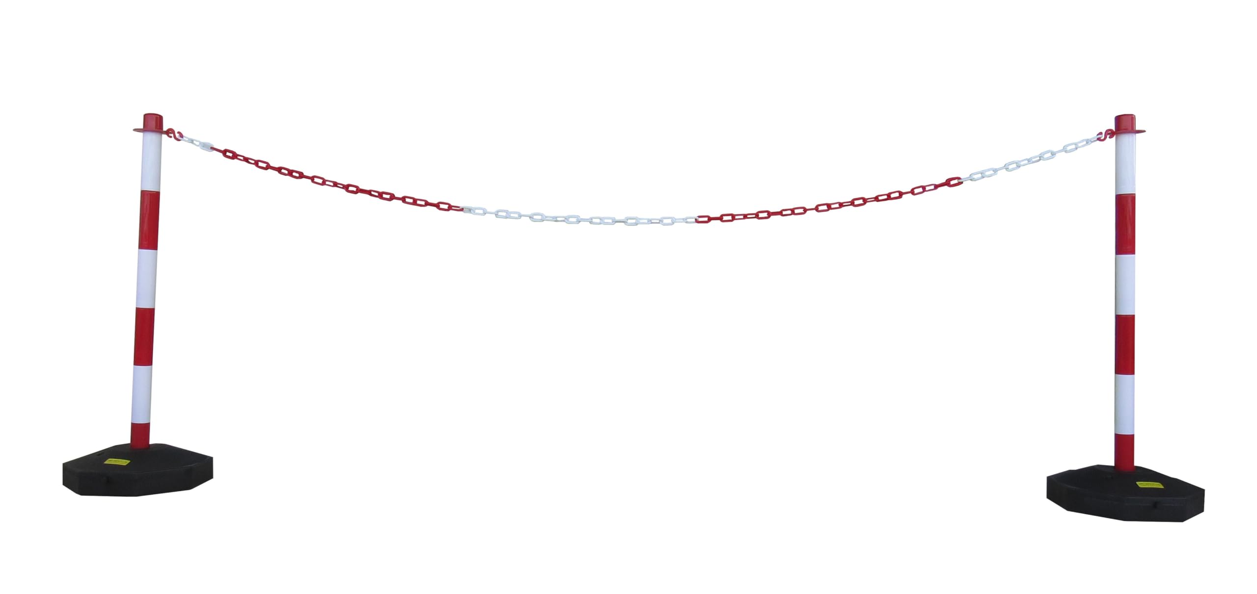 Coppia di Dissuasori di Plastica con Catena Plastica (Rosso Bianco, 3 m)