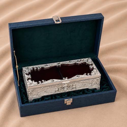 Image of Diviniti Handcrafted Wedding Design 2-in-1 Decorative Storage Box with Lid, White | Multipurpose Home Decor Organizer for Jewelry, Keys, Chocolates, Keepsakes, Table Accent & Gift Item