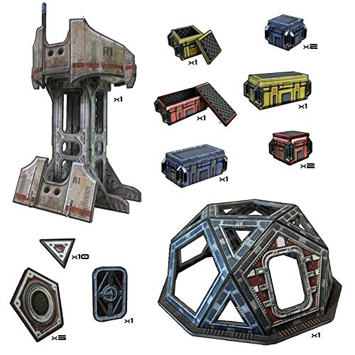 battle systems sci-fi terrain - 28mm modular 3d space terrain - perfect for wargaming and roleplaying tabletop games - full colour printed 3d 40k multi level building models outlands core set