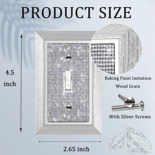 Image of 4 Pcs Shiny Rhinestones Imitation Wood Grain Wall Plate Toggle Light Switch Cover Decorative Durable Switch Covers Wall Plate Cover