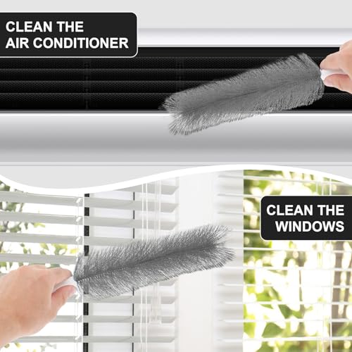 Image of Yuanchu 2 Pcs Fan Cleaner Brushes, Bendable Fan Cleaning Brush Cobweb Duster Set Microfiber Head Washable Brush for Ceiling Fan Air Vents Curtains Cars Box Fan(Grey)