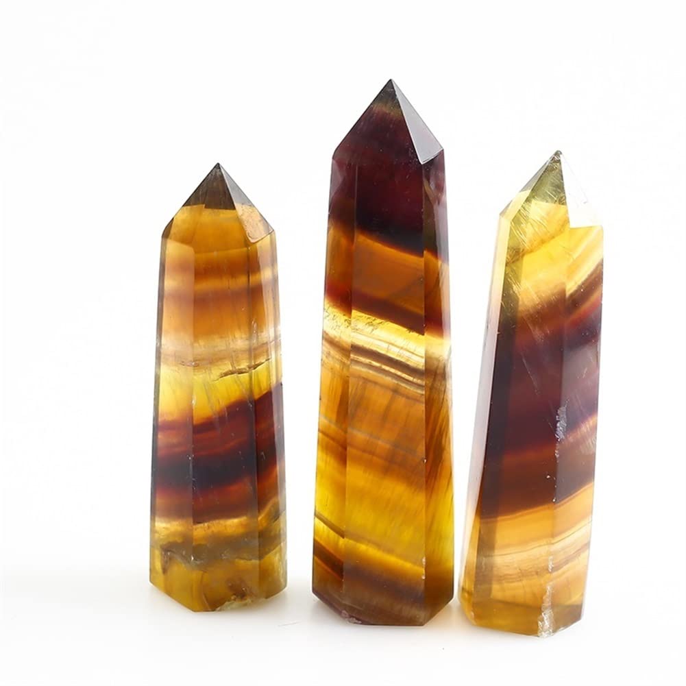 Baguette de fluorite jaune naturel de 8-9cm pour lithothérapie et décoration de quartz