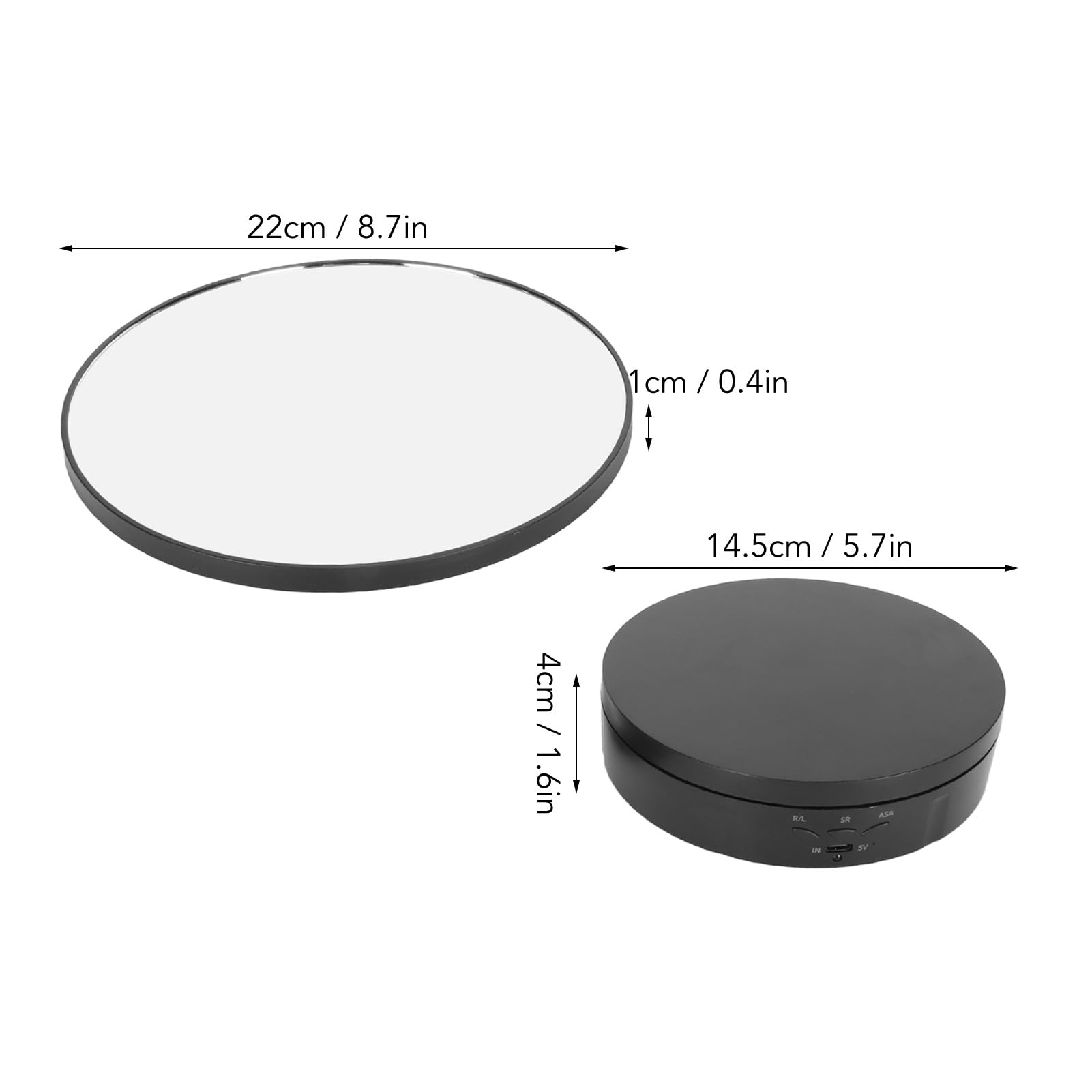 Cyrank Rotierender Präsentationsständer, 2-in-1, Automatischer 360-Grad-elektrischer Drehteller Mit Fernbedienung, Drehbarer Drehteller-Displayständer Für Fotoprodukte, Schmuck(Schwarz)