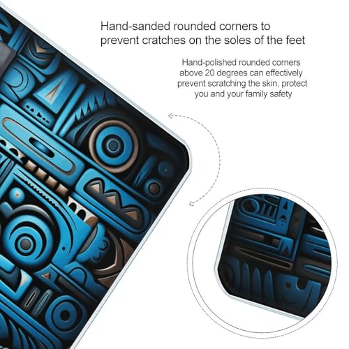 Báscula digital de baño patrón tribal azul y negro miniatura 4