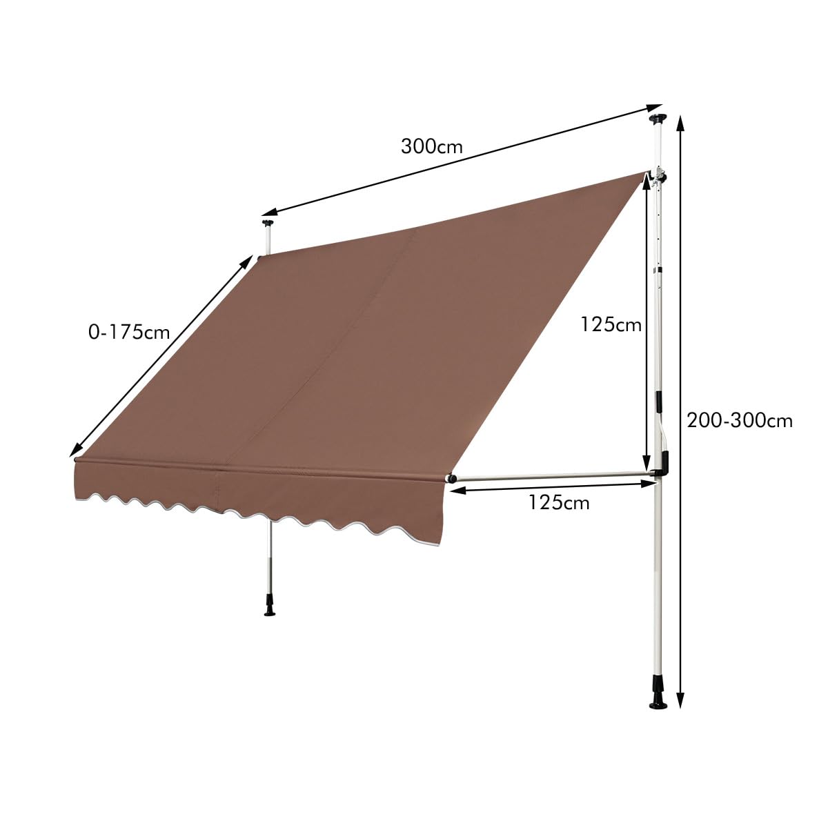 HOMASIS Tende da Sole per Esterno Estensibili, Protezione Solare Regolabile in Altezza, Tenda da Balcone senza Foratura, Tendalino Parasole con Manovella (Marrone, 3 M)