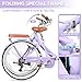kaiwrxin 26 Inch Folding Beach Cruiser Bike for Women, 7-Speed Ladies Bike with Basket & Rack (Purple)