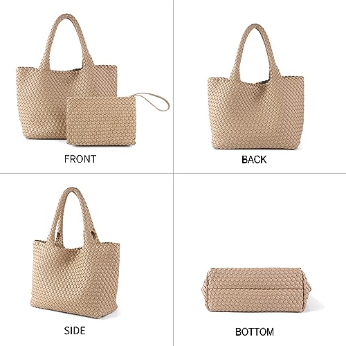 Bolso tote tejido vegano para mujer con monedero miniatura 3