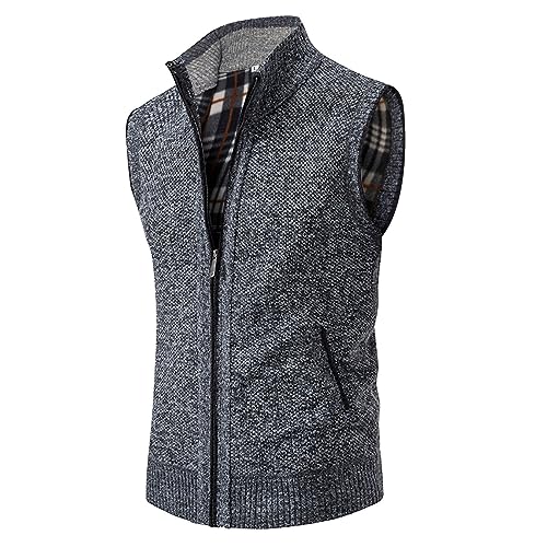 Mens Autumn and Winter Printed Pocket Knitted Wool Cardigan Vest Sweater Vest Valentines Sweater for Men 20243