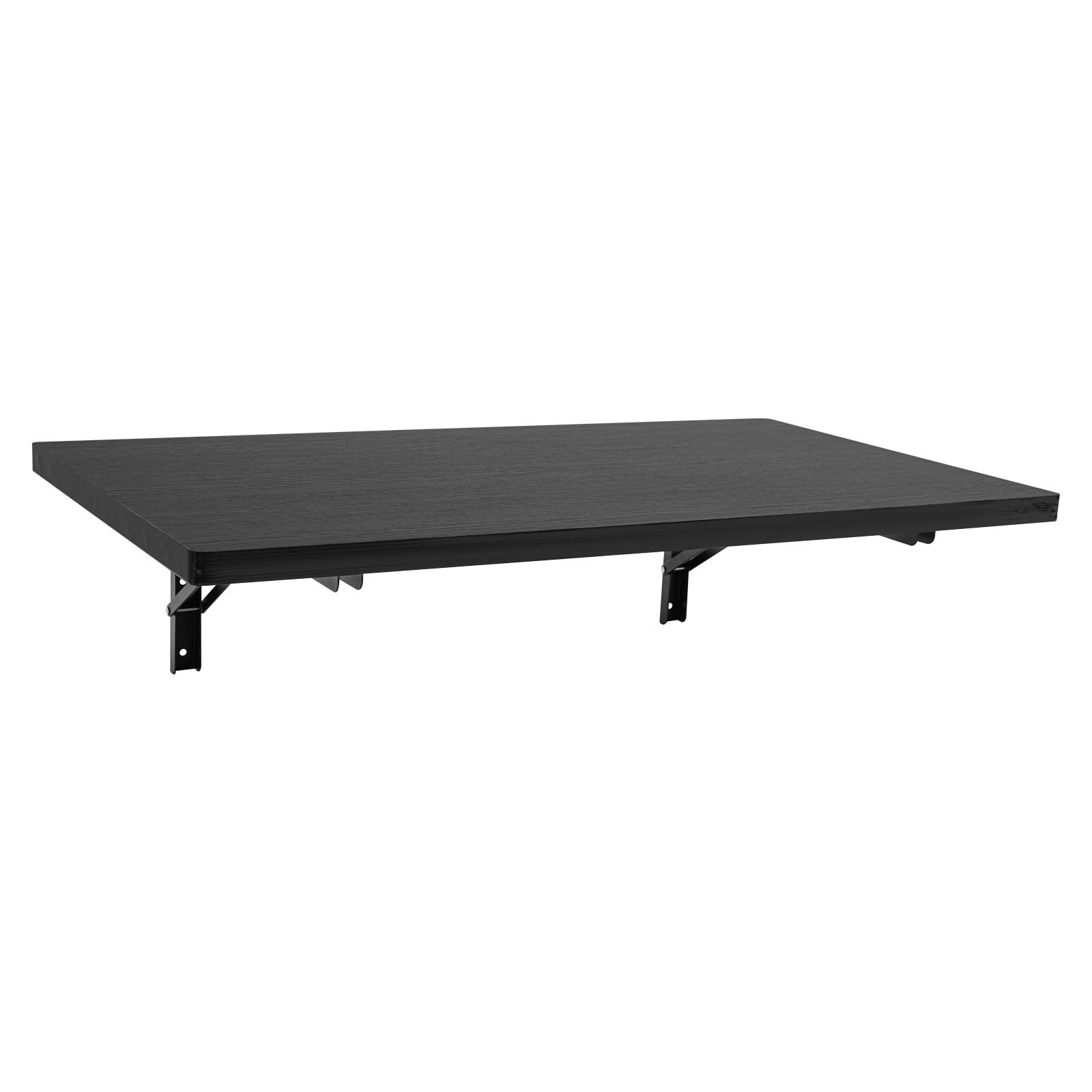 Mesa plegable robusta de acero y madera para montaje en pared con una fuerte capacidad de carga de 250 kg, ideal para pequeños apartamentos y talleres como solución de ahorro de espacio (negro