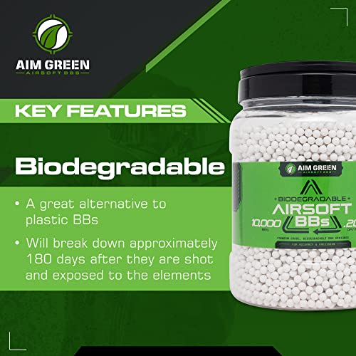 Aim Green Biodegradable Airsoft BBS, PremiumGrade 6mm Airsoft BBS, 20