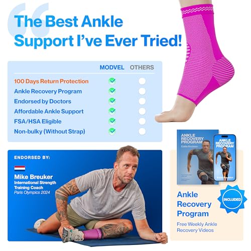 Image of Modvel Foot & Ankle Brace Socks for Sprained Ankle Compression Sleeve - Foot Support for Women & Men - Tendonitis & Arthritis Ankle Brace Sports Running, Torn Ligaments & Women Stabilizing Ankle Wrap