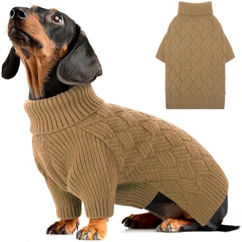 AOFITEE Hundepullover Kleine Hunde, Winter Warm Strickpullover mit Beinen | Rollkragen Hund Pullover mit Geschirr öffnung Weihnachten Hundepulli Sweater für Kleine Mittelgroße Groß