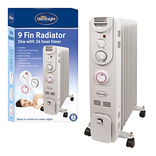 SILENTNIGHT Oil Filled Radiator, 2000 Watt, 9 Fin - Portable Electric Heater,  24 Hour Timer, 3 Power Settings, adjustable thermostat temperature, thermal  safety cut off : Amazon.co.uk: DIY u0026 Tools