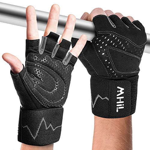 MhIL Workout Gloves for Mens & Womens - Weight Lifting Gloves, Gym Gloves for Men - Exercise Gloves, Training Gloves with Wrist Wraps Support for Weightlifting, Work Out, Pull up- Full Palm Protection