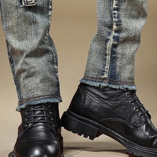 Relaxed Fit Jeans for Men Distressed Destroyed Slim Fit Straight Washed Denim Pants3