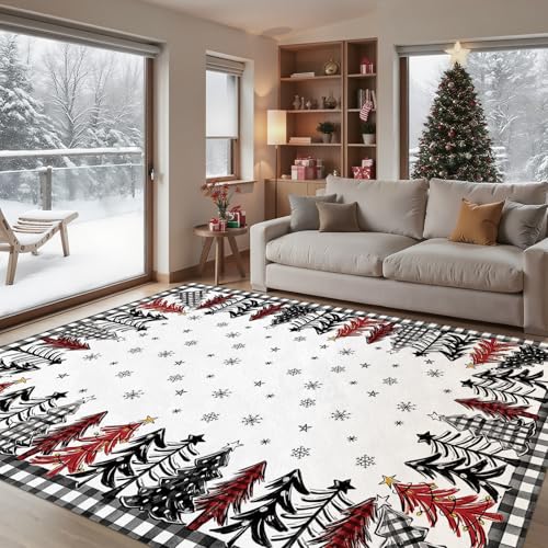 Livcoz Christmas Tree Washable Area Rug 5 x 7 Ft,