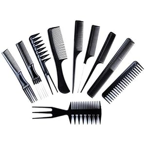 TENFIRE® New Professional Multipurpose 10 Pcs Hair Comb Set Hair brush for Hair Cutting and Styling (BLACK) 6 51UrFT5BN4L. SL500 . SS300