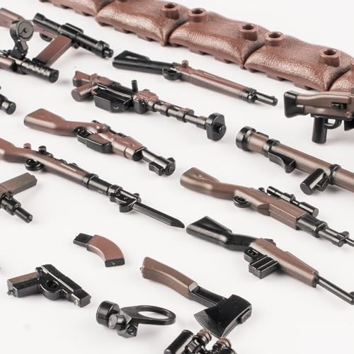 Image of 36 Pcs Military U.S Field Force Weapons Pack - Brown Accessories and Battle Building Blocks Compatible With Major Brand, 3 Years Old and Up