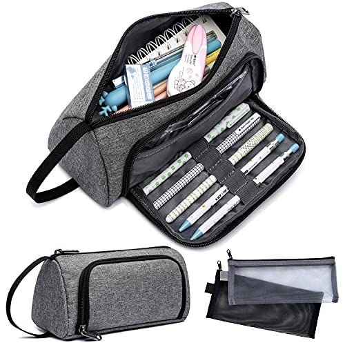 3Pcs Pencil Bag Pen Case, Firstop Large Pencil Case Stationery Bag, Portable Pencil Pouch Pen Bag Office School Supplies for Teen Girls Boys Students Adults Kids