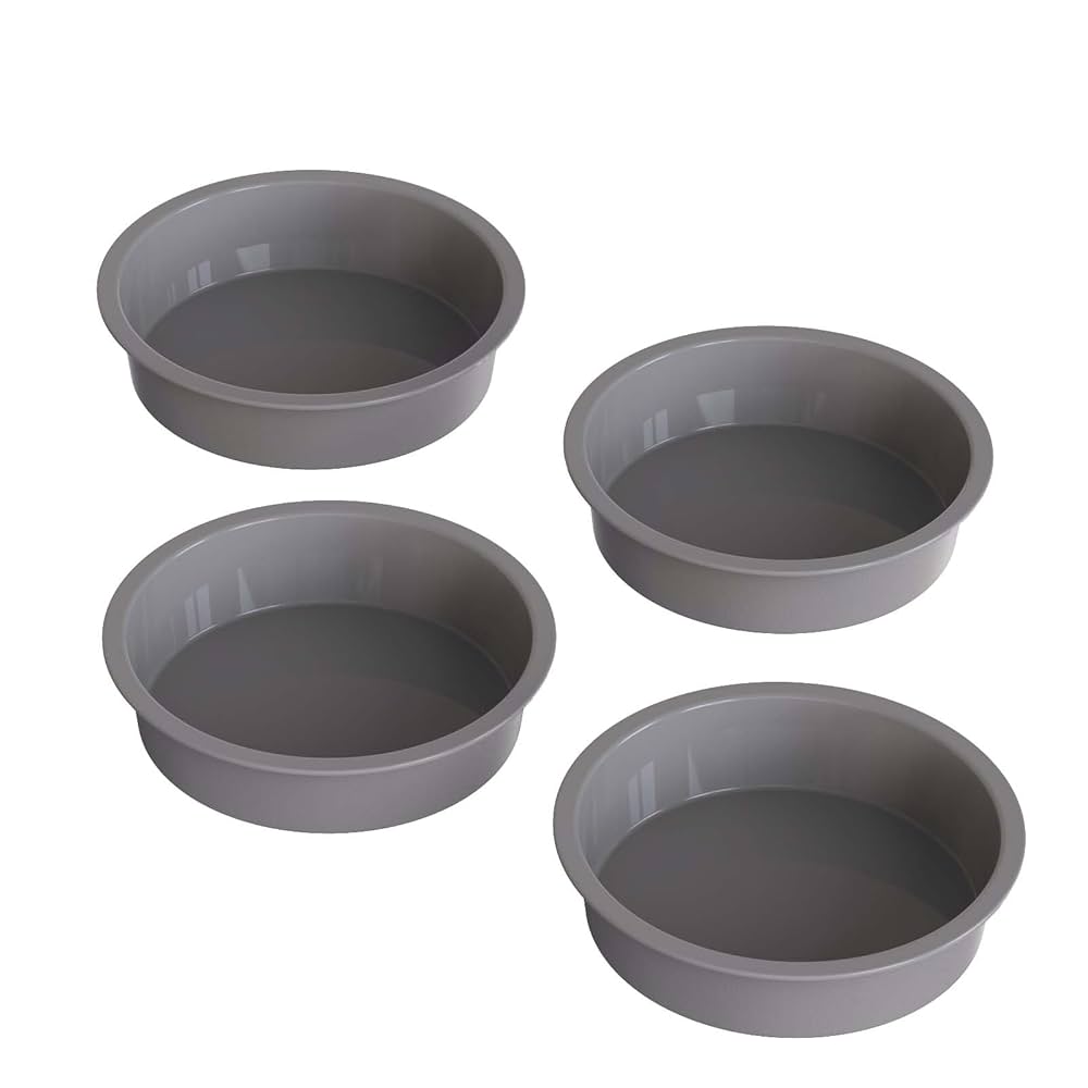 KEYFIVE 5.5 Inch Round Cake Pans, 4Pcs Silicone Cake Tins, Non-Stick 5 Inch Silicone Molds For Baking Small Baking Tins For Cheesecakes