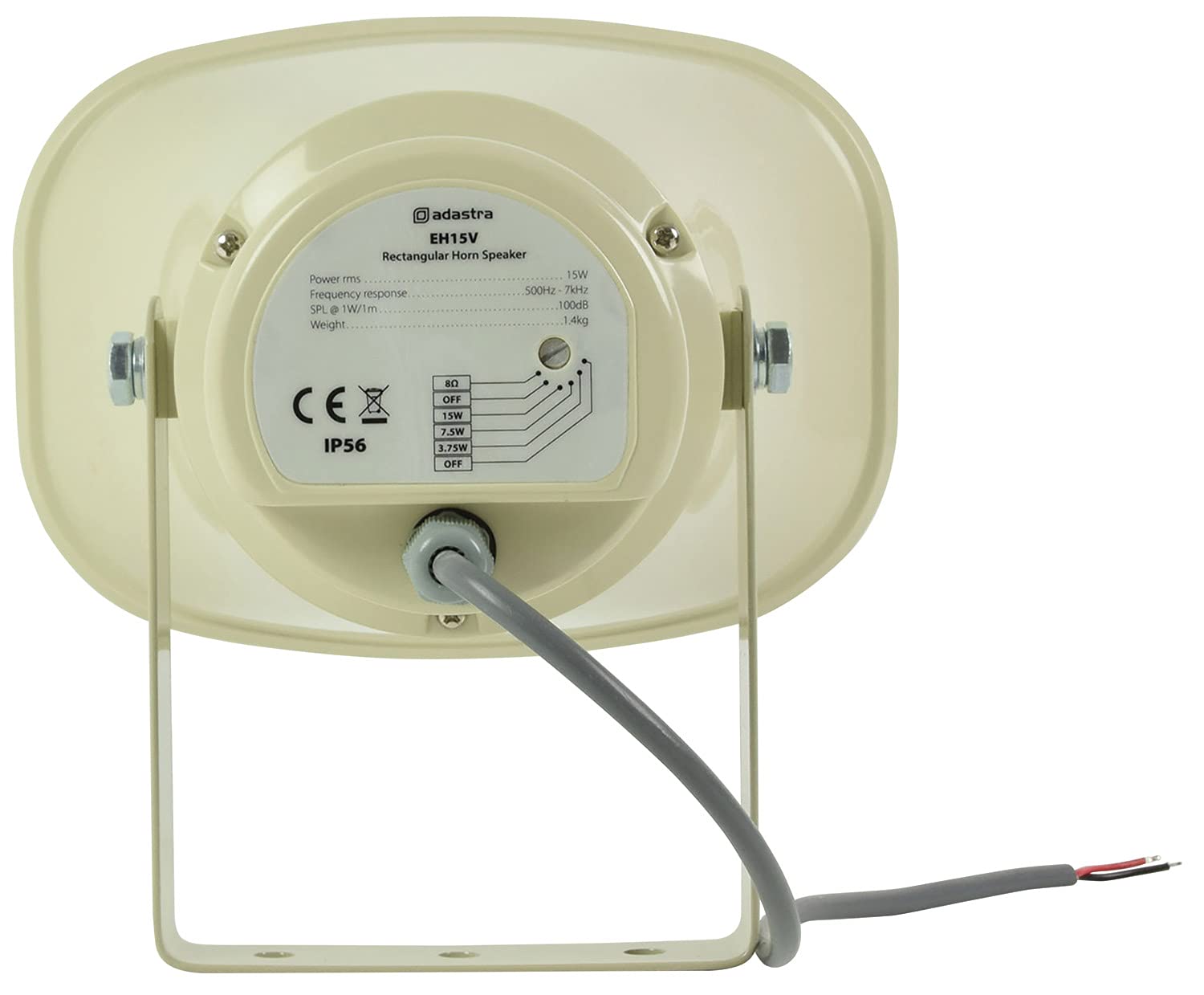 Adastra Altavoces rectangulares de bocina PA, Funcionamiento de 100 V y 8 ohmios, 15 W máx