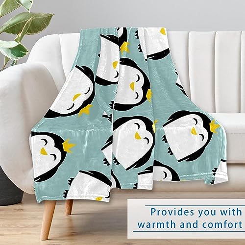 Couverture douce Happy Penguin Princes 150x100 cm pour lit et canapé