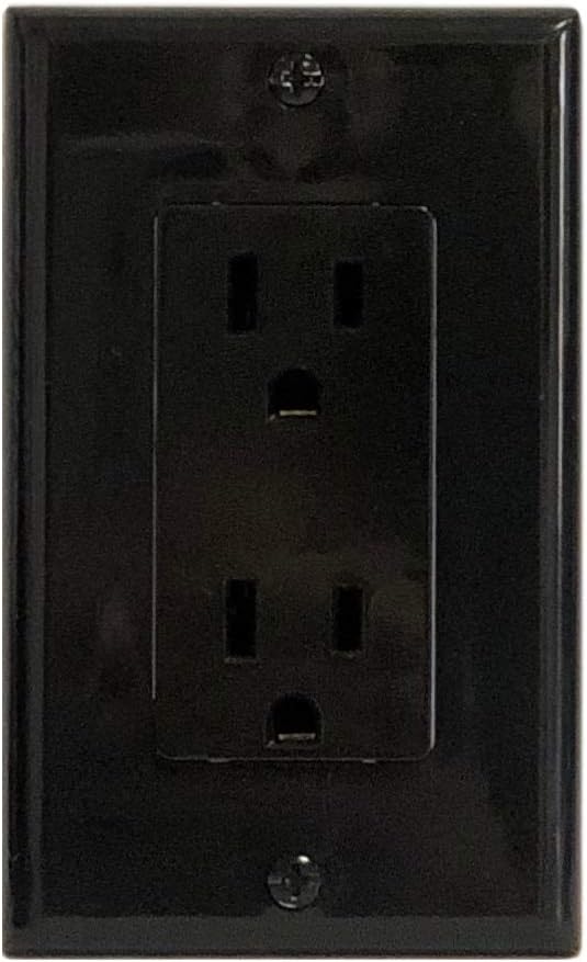 RiteAV 15A Electrical Duplex Receptacle Wall Outlet Plate 1 Gang Decorative - Brown - 10 Pack