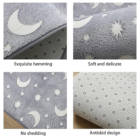 RIGJAK Glow-in-Dark Floor Mat - Step into the Light with a Soft, Cozy, and Illuminating Mat - Ideal for Bedrooms, Playrooms, and Bathrooms Idea for Friends and Family (Grey) 1