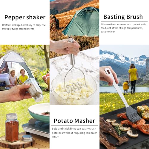ReaNea Camping Essentials Accessories Camping Gear Must Haves, Cooking Utensils Set Rv Camping Kitchen Backpacking Supplies Camper Gadgets Outdoor Hiking Travel Picnic Gifts by ReaNea - Image 9