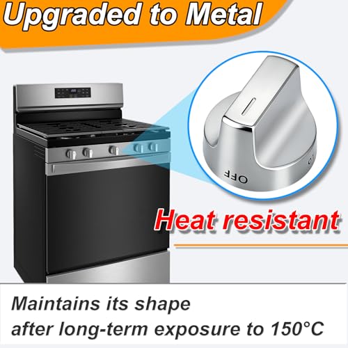 Image of Upgraded Metal W11239985 Knobs,Compatible Whirlpool Stove knobs Replacements Gas Range Burner Control Knobs with Models WFG525S0HD0 WFG535S0JS0 WFG550S0HV0 WFG525S0JS0 WFG535S0LS0