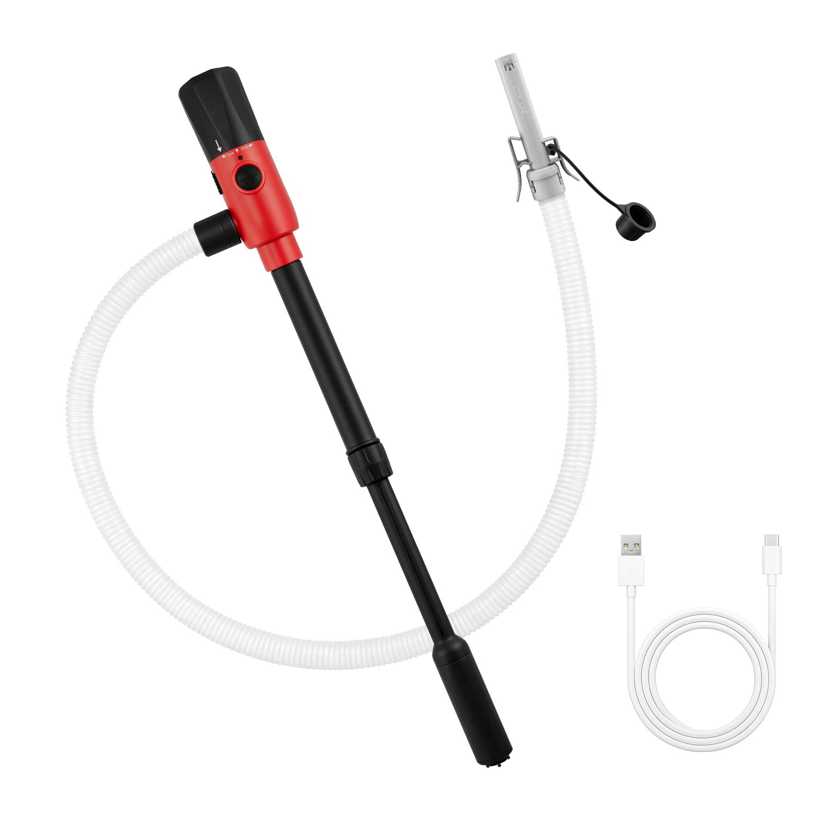 Pompa di trasferimento del carburante portatile, 3,2 GPM 5 V, pompa a sifone elettrica con sensore di arresto automatico, tubo di aspirazione flessibile, alimentazione USB/a batteria, per benzina